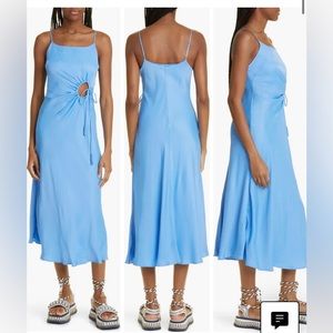 FARM Rio cutout slip dress turquoise blue slip midi dress - small